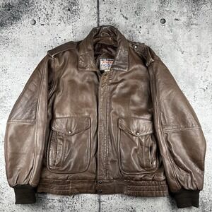 Vintage Jawani A-2 Bomber Leather Jacket Brown Size Large